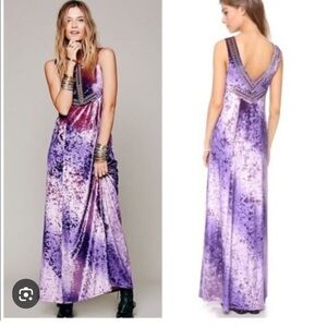 Free People Hello Gorgeous Purple Velvet Maxi Dress